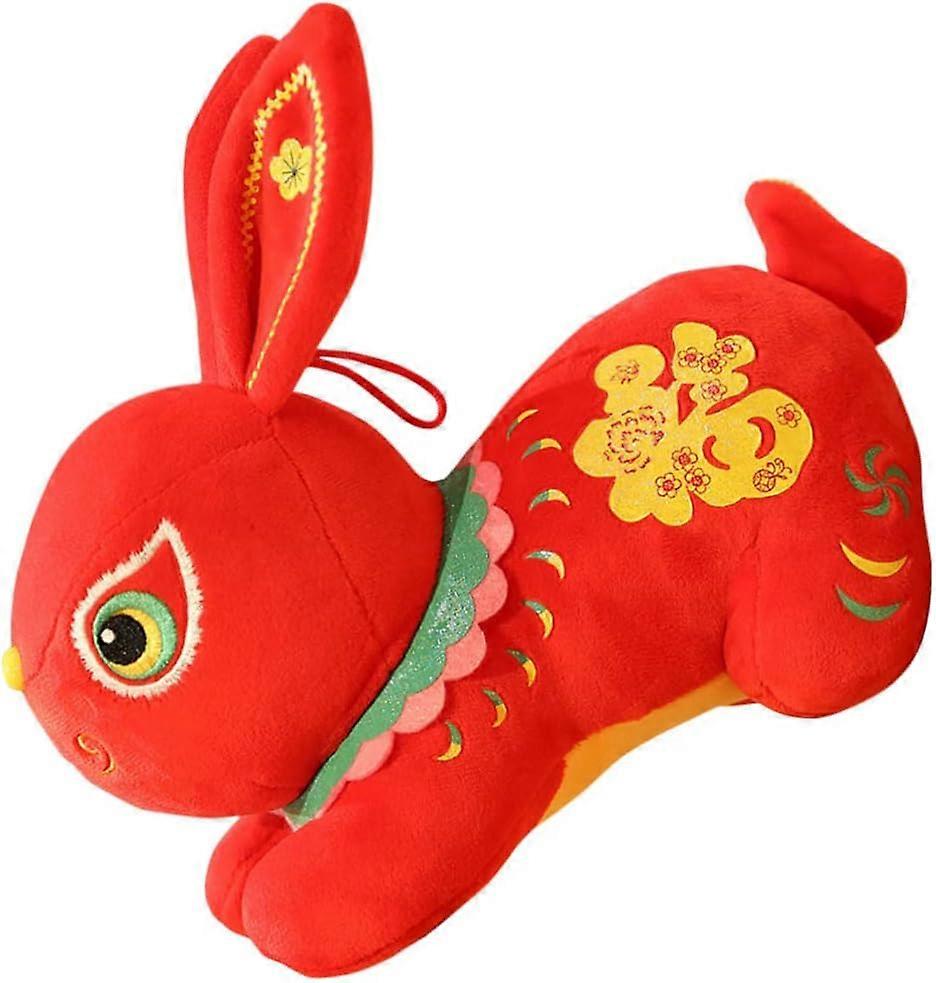 Chinese New Year Rabbit Plush Soft Zodiac Rabbit Toy Stuffed Bunny Doll Year of The Rabbit Mascot Toys For Chinese New Year Decorations Spring Festiva