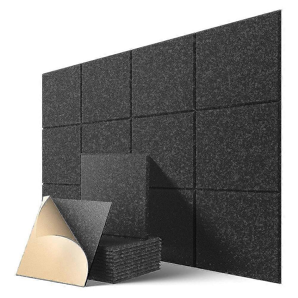 Painéis acústicos autoadesivos 12 Pack,12 X 12 X 0,4 Polegadas, preto