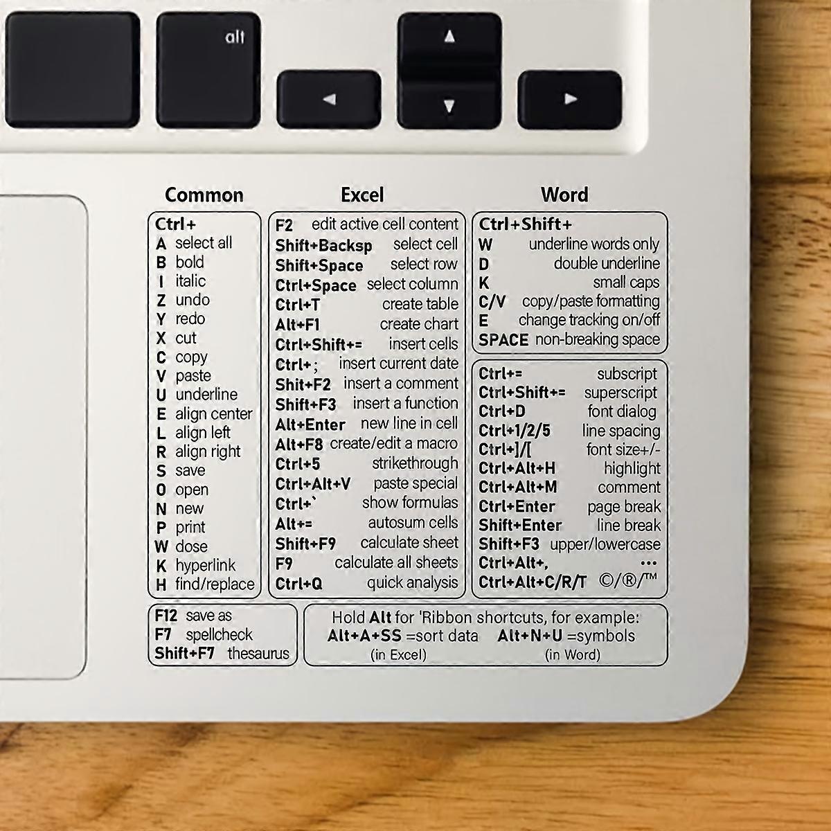 1pc Transparent Office Software Shortcut Key Stickers - Easy Reference for Keyboard and Window Shortcuts