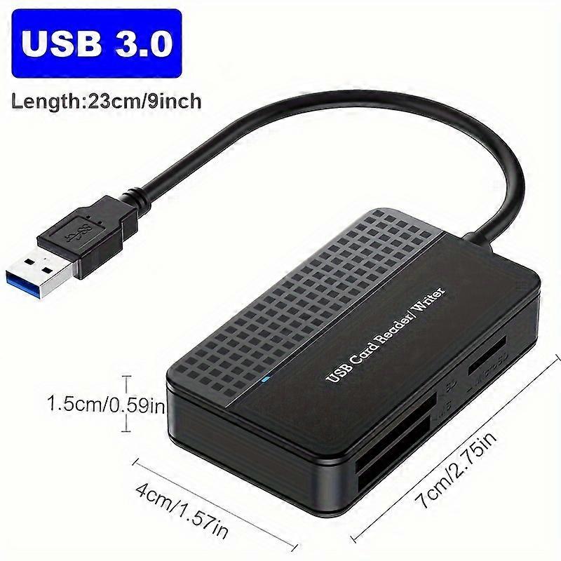 SD Card Reader, Memory Card Reader 4 in 1 USB 3.0 Adapter Simultaneously Read SD MS CF TF Cards Supports Micro SD/Micro SDXC/SDHC/MMC/MS Pro Duo, Plug