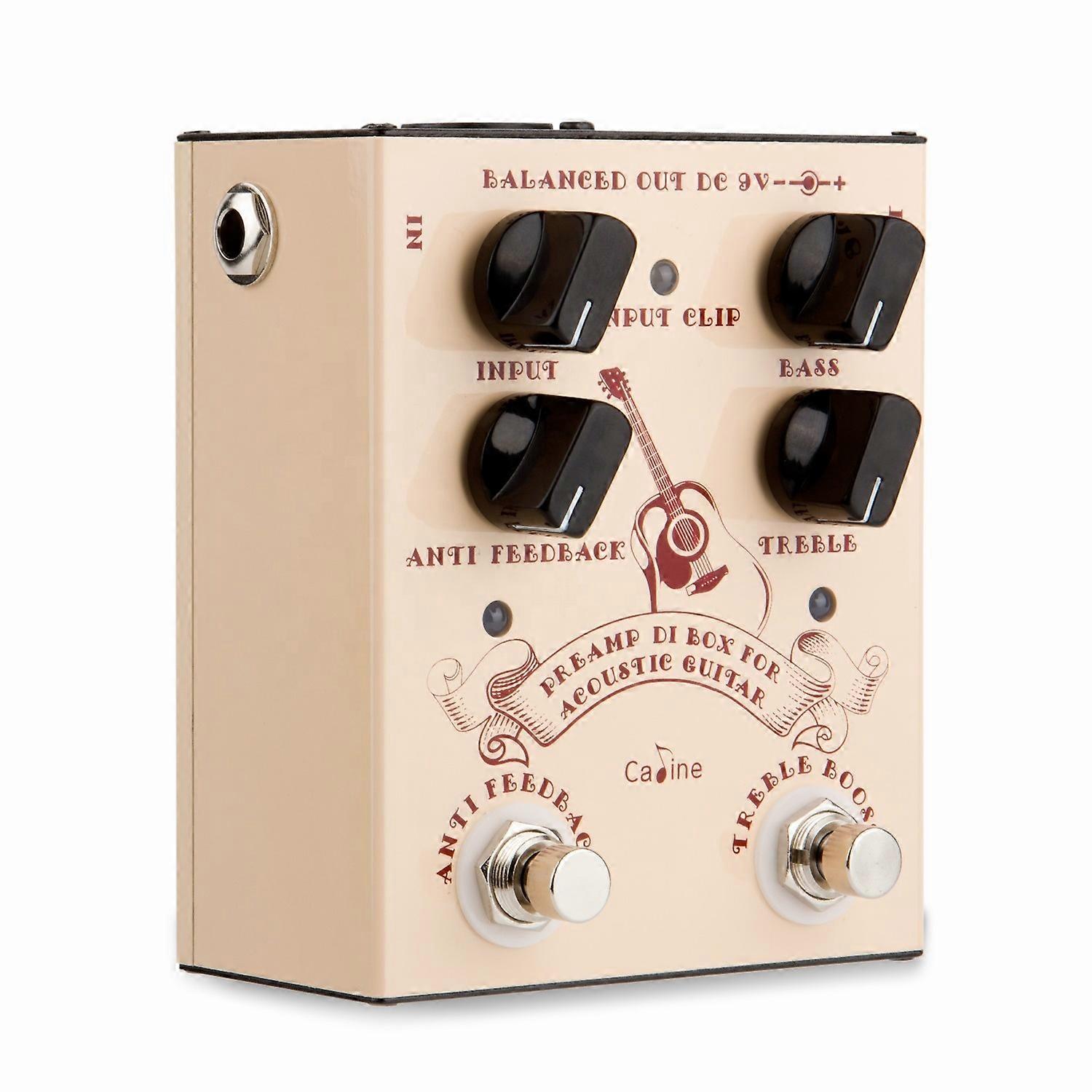 1pc Caline CP-40 Acoustic Guitar Preamp DI Box with Anti-Feedback Pedal - Enhance Your Acoustic Sound with Clarity and Precision
