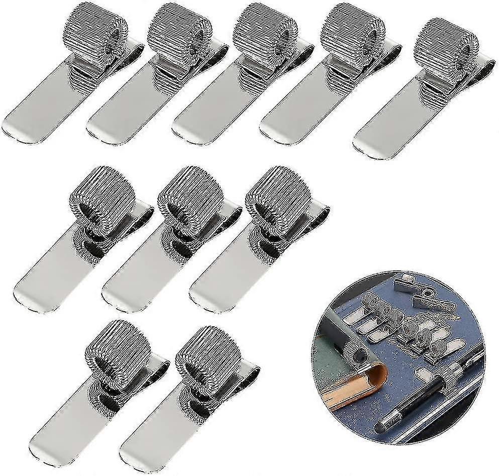 Stainless Pen Holder Clip For Notebook And Clipboard With Spring 5 Top 5 Side