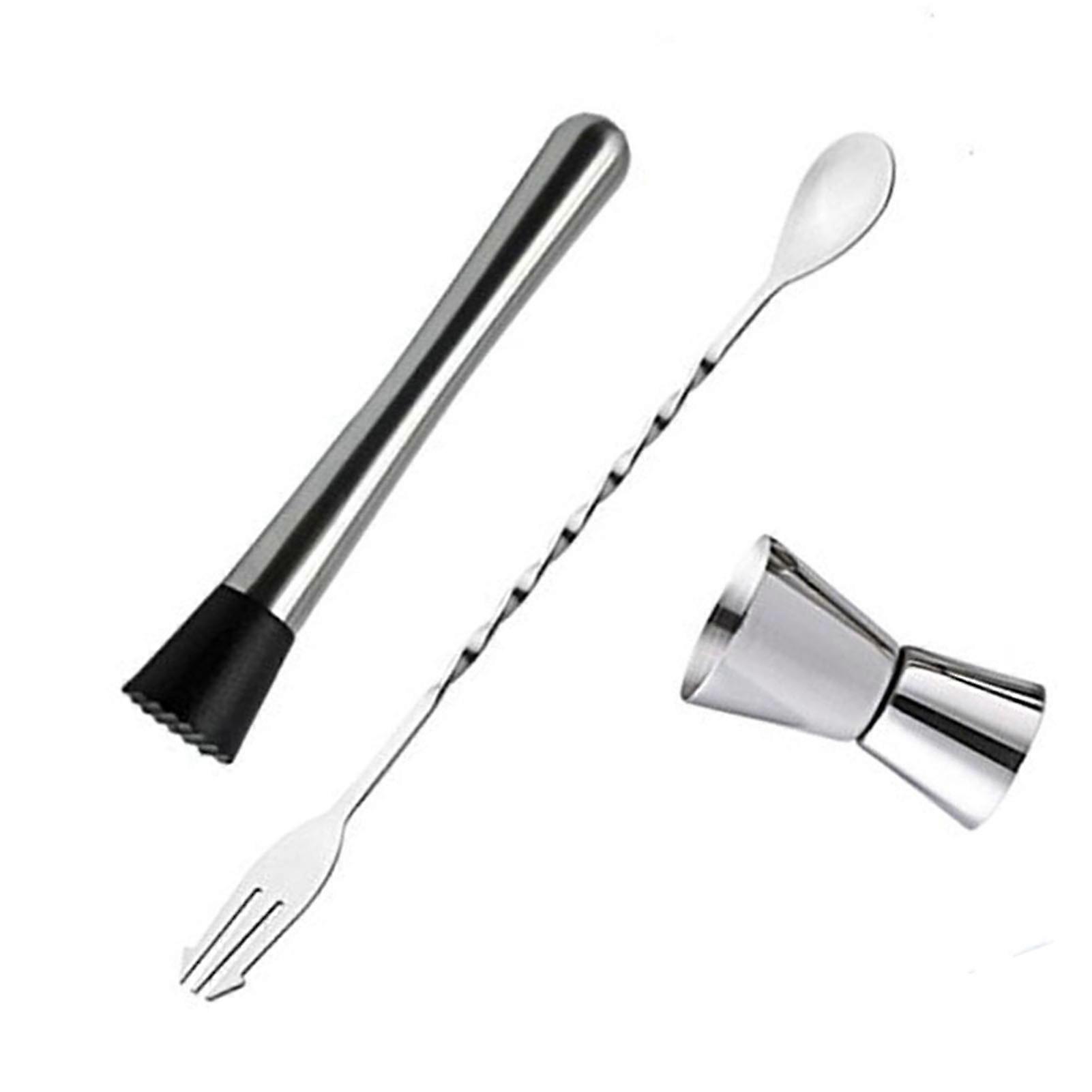 Cocktail Mixing Spoon Muddler and 15ml 30ml Jigger Stainless Steel Bar Tool Set compatible Home