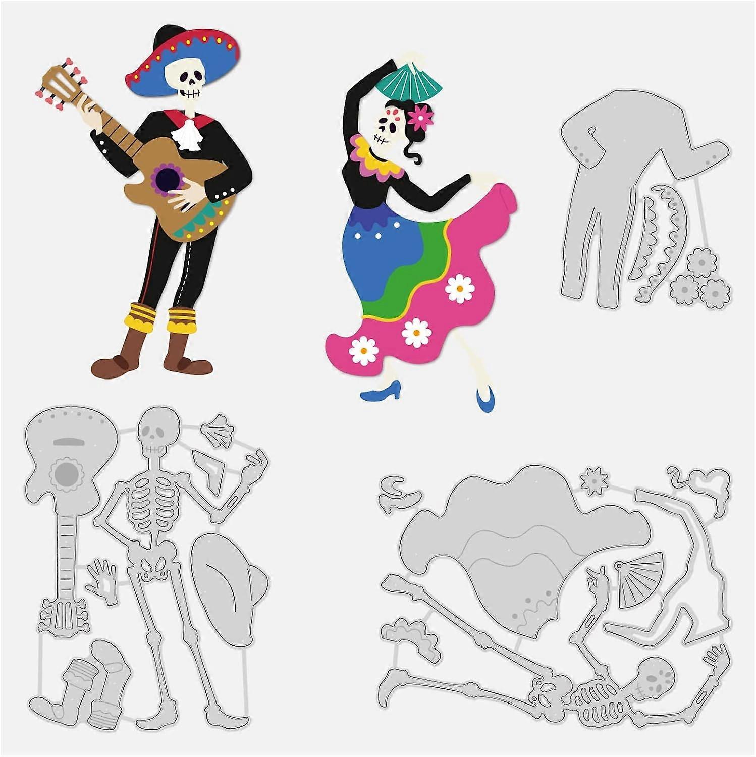 Day of the Dead Carbon Steel Cutting Dies Stencils Skull Pattern Metal Stencil Template for Card Making Scrapbooking