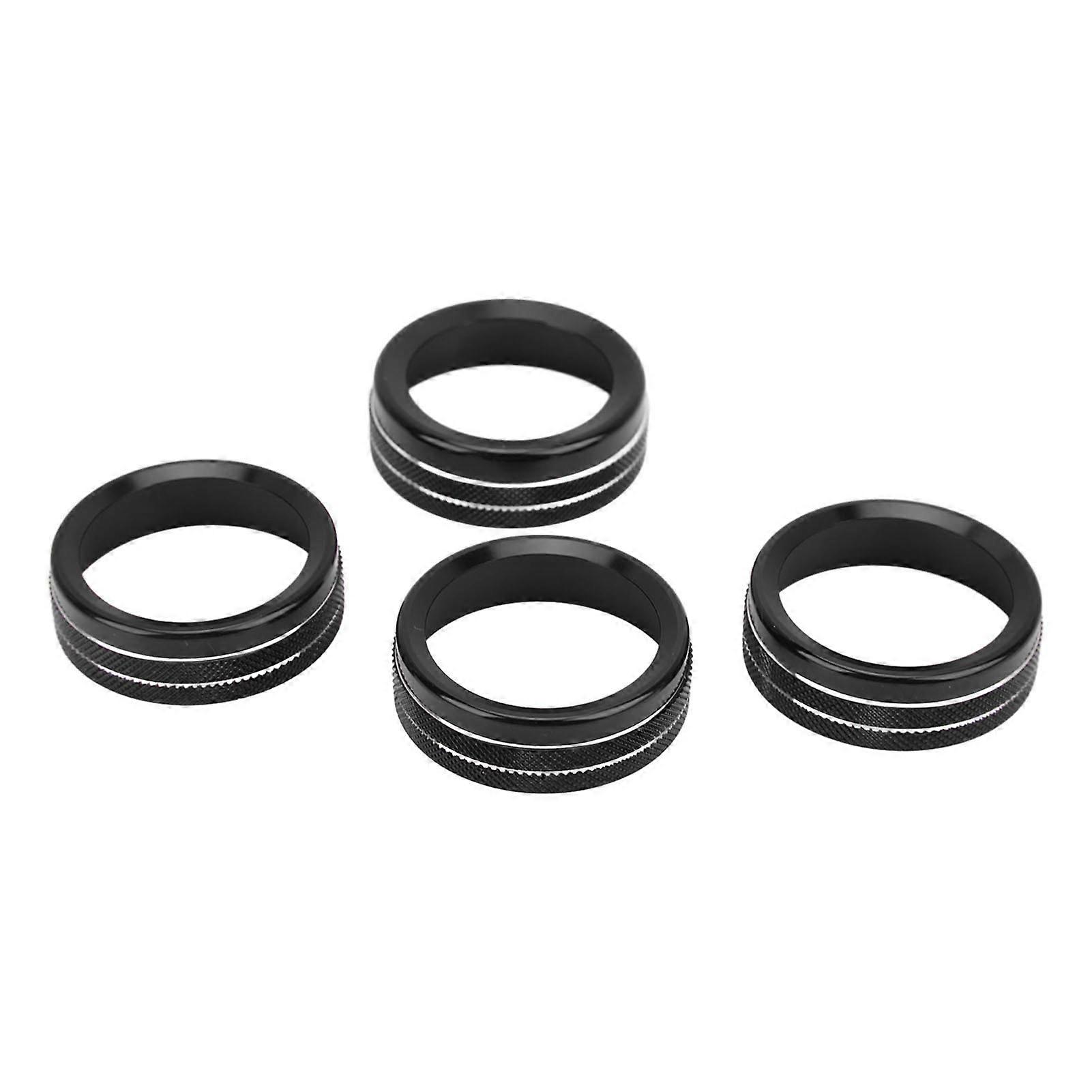 4pcs AC Switch Ring Aluminium Alloy Stylish Rustproof Center Console Button Cover Replacement for Tacoma 2016?2022 Black
