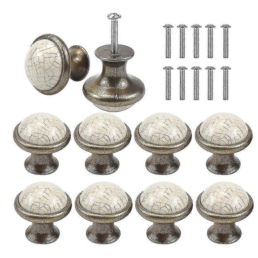 10pcs Vintage Cabinet Knobs 33mm Ceramic Knobs, Vintage Shabby Chic Round Drawer Knobs Compatible With Kitchen