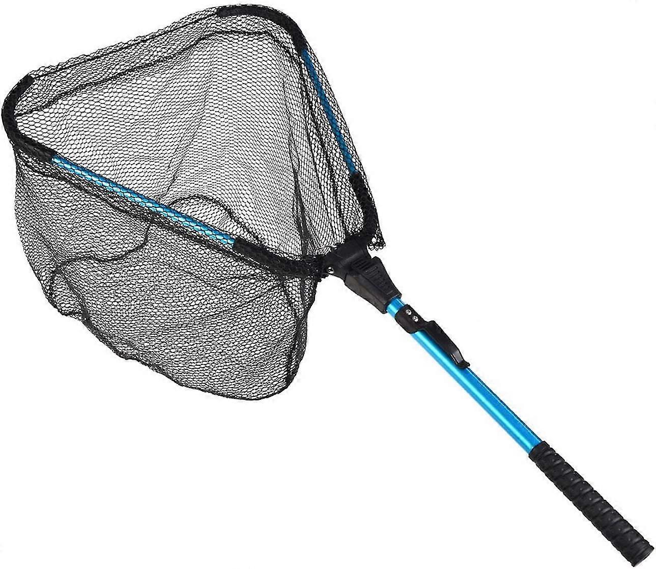 Floating Fishing Net, Triangle Foldable Telescopic Rod Rubber Coated Floating Fishing Landing Net For Freshwater Saltwater