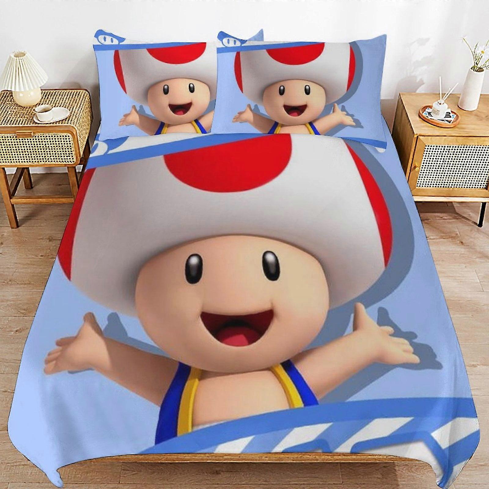Bedding set JP13 Super Mario 3-Piece Comforter,Super Mario Bedding Set, Soft Microfiber Duvet Cover Set with Zipper Closure TH13