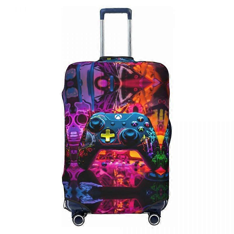 Gamer Controller Pattern Suitcase Cover Abstract Neon Art Business Vacation Elastic Luggage Case Protector