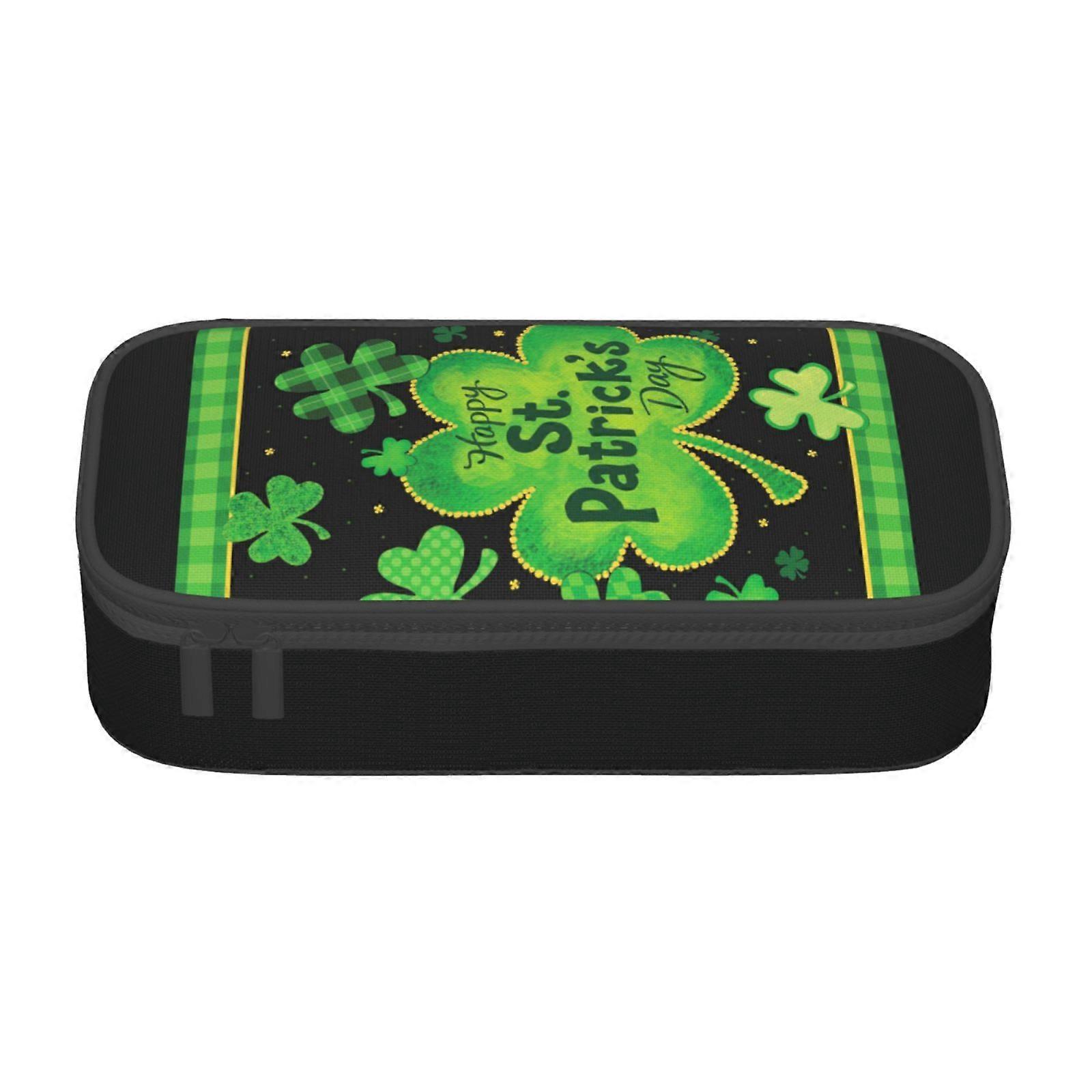 سعيد عيد القديس باتريك مقلمة حقيبة مكياج كبيرة السعة حقيبة قلم رصاص حقيبة لوازم مكتبية القرطاسية صندوق قلم رصاص مع سحاب 12