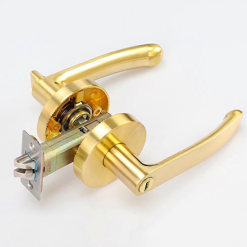 Right door lever with lock and key, privacy, silent lock gold