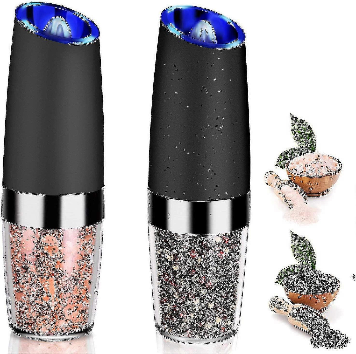 2 Pcs Gravity Electric Salt And Pepper Grinder Set, Battery Salt Pepper Mill
