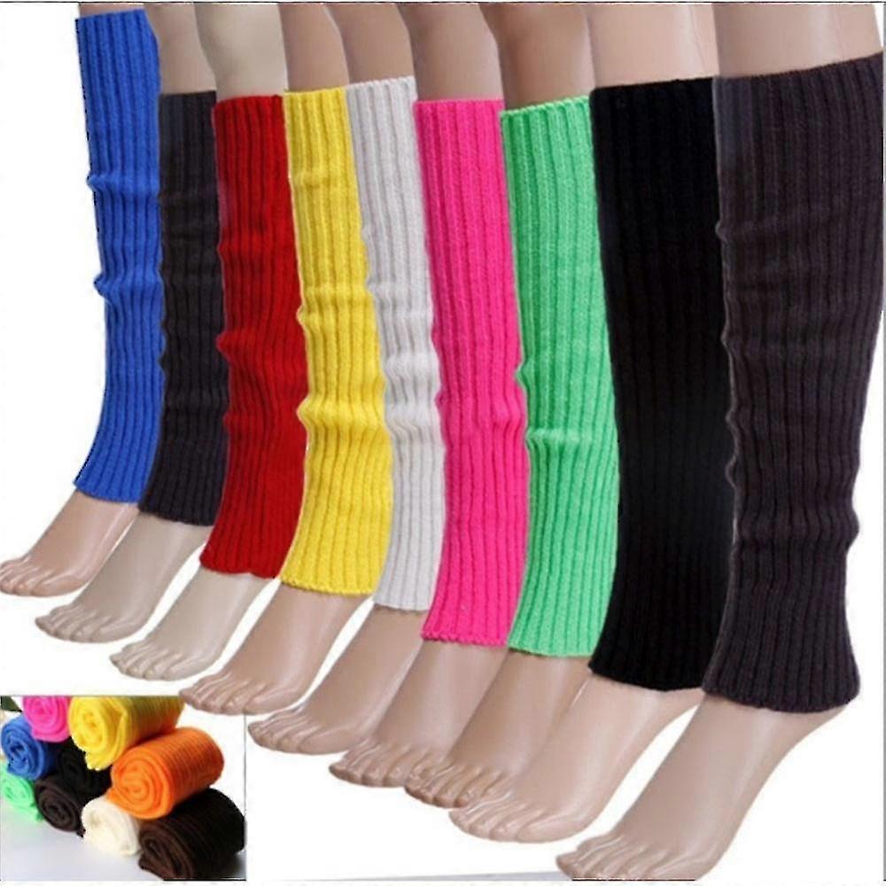 Ladies Leg Warmers Plain Colours Dance 80s Party Fancy Footless Sock Uk One Size