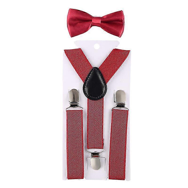 Children's Trousers Back Bow Tie Set Adjustable Elastic Strap Bow Tie (brown)