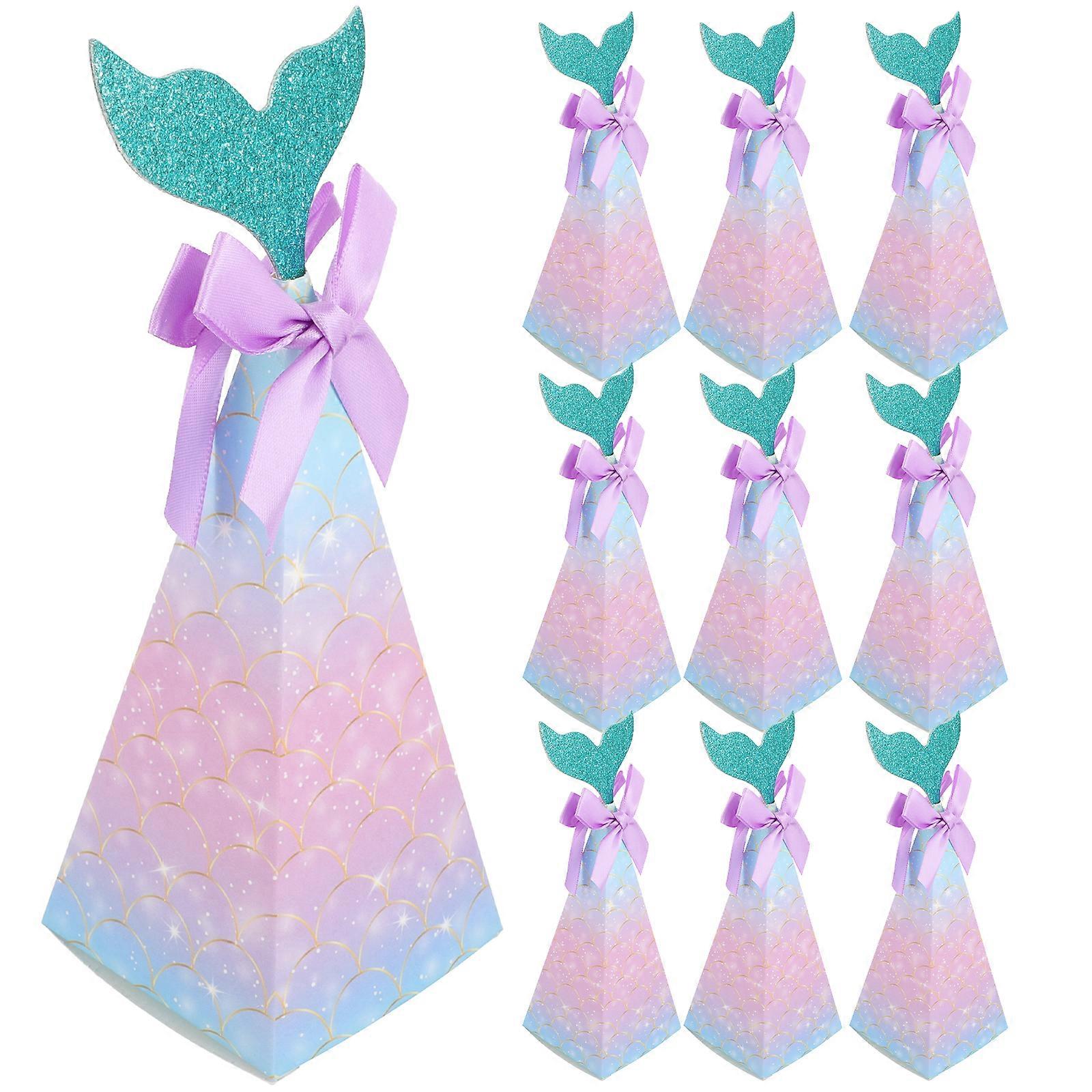 20Pcs Wedding Candy Boxes Paper Mermaid Cookie Boxes Party Gift Packaging Cases