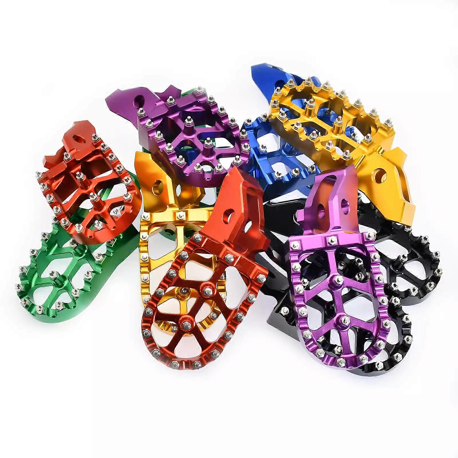 Universal Motorcycle Footrests - Aluminum Foot Pegs With Springs, Easy Install (Multiple Colors)
