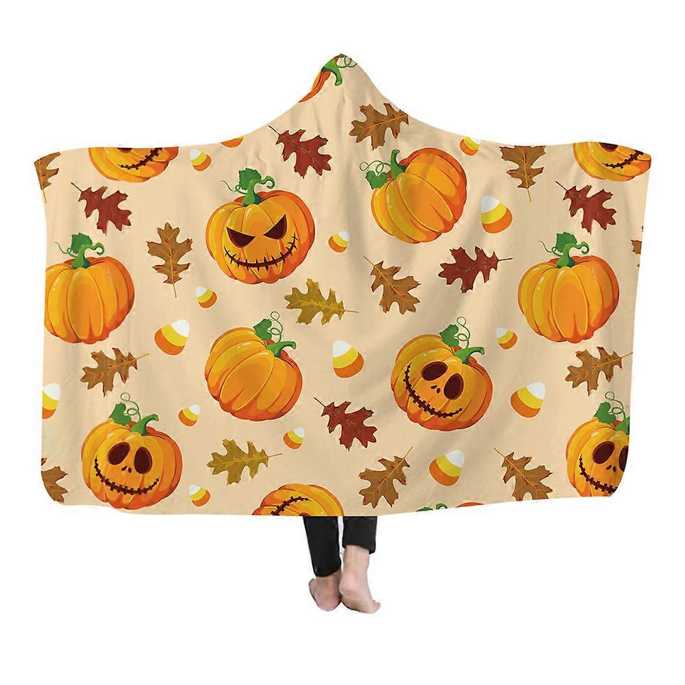 Vinter Hooded Tæppe Halloween kappe Græskar Cape Hooded Tæppe Bærbar Lazy Tæppe-150 * 200cm