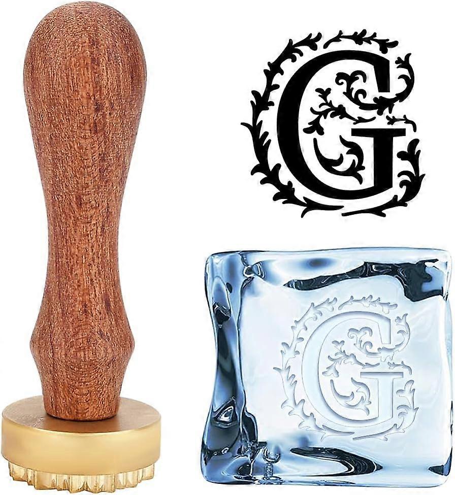 スクエアアイススタンプ1.2インチスタンプレターGアイススタンプベルベットポーチカクテルアイスブランディングスタンプアイスブロックスタンプカクテルシールスタンプDIY