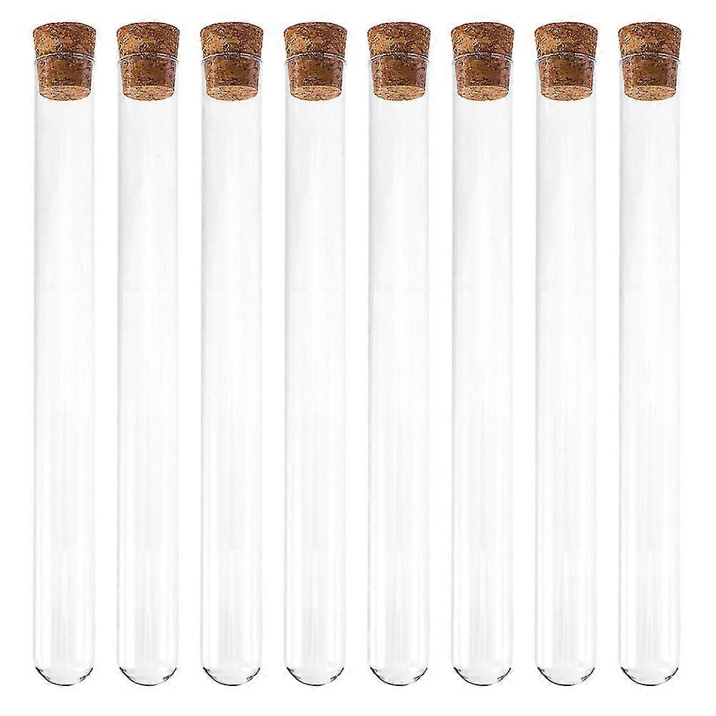 8pcs Glass Test Tubes Liquid Storage Containers Round Bottom Tubes With Stoppers Tw