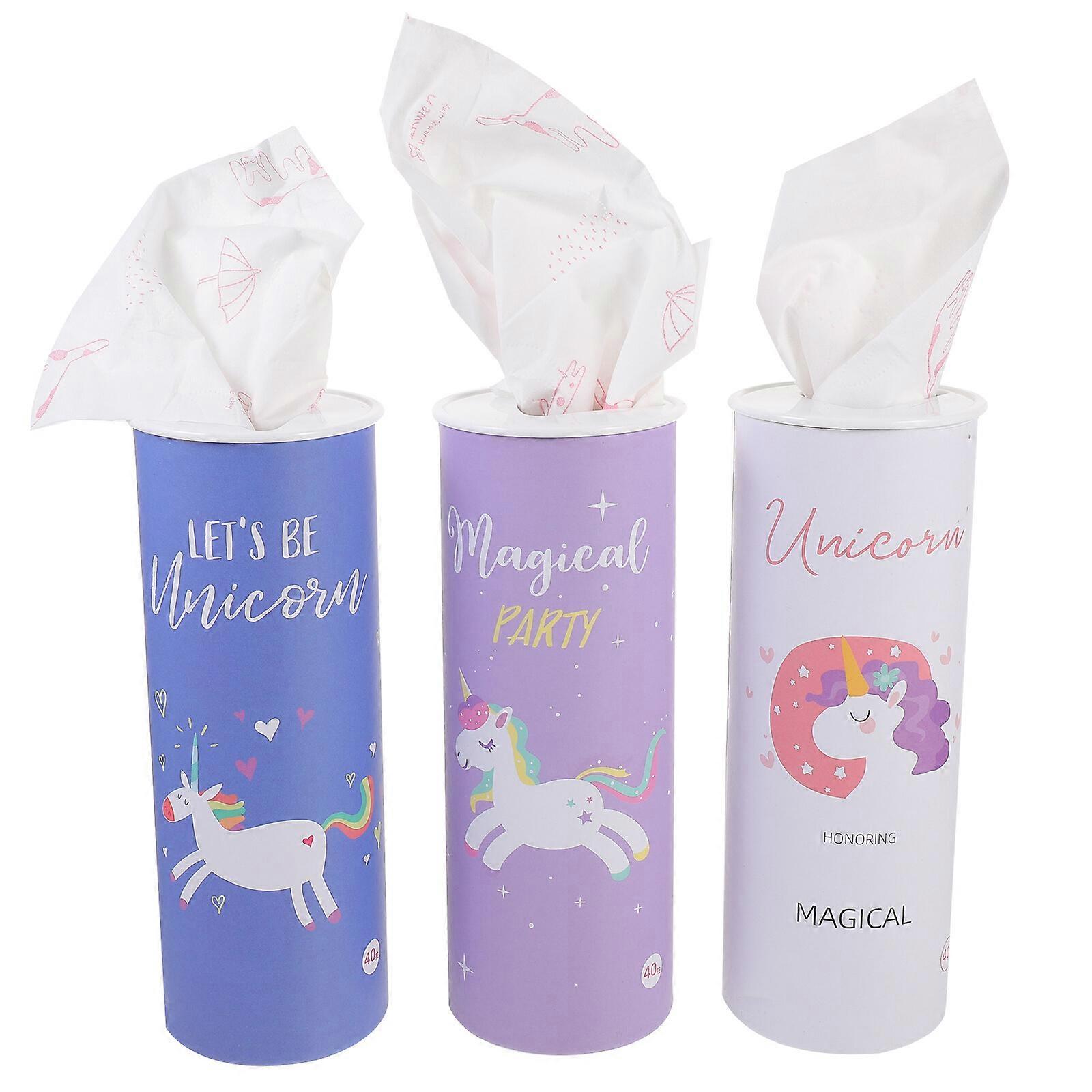 3pcs Decorative Printed Napkins Adorable Unicorn Pattern Napkins Water Absorbent Tissues