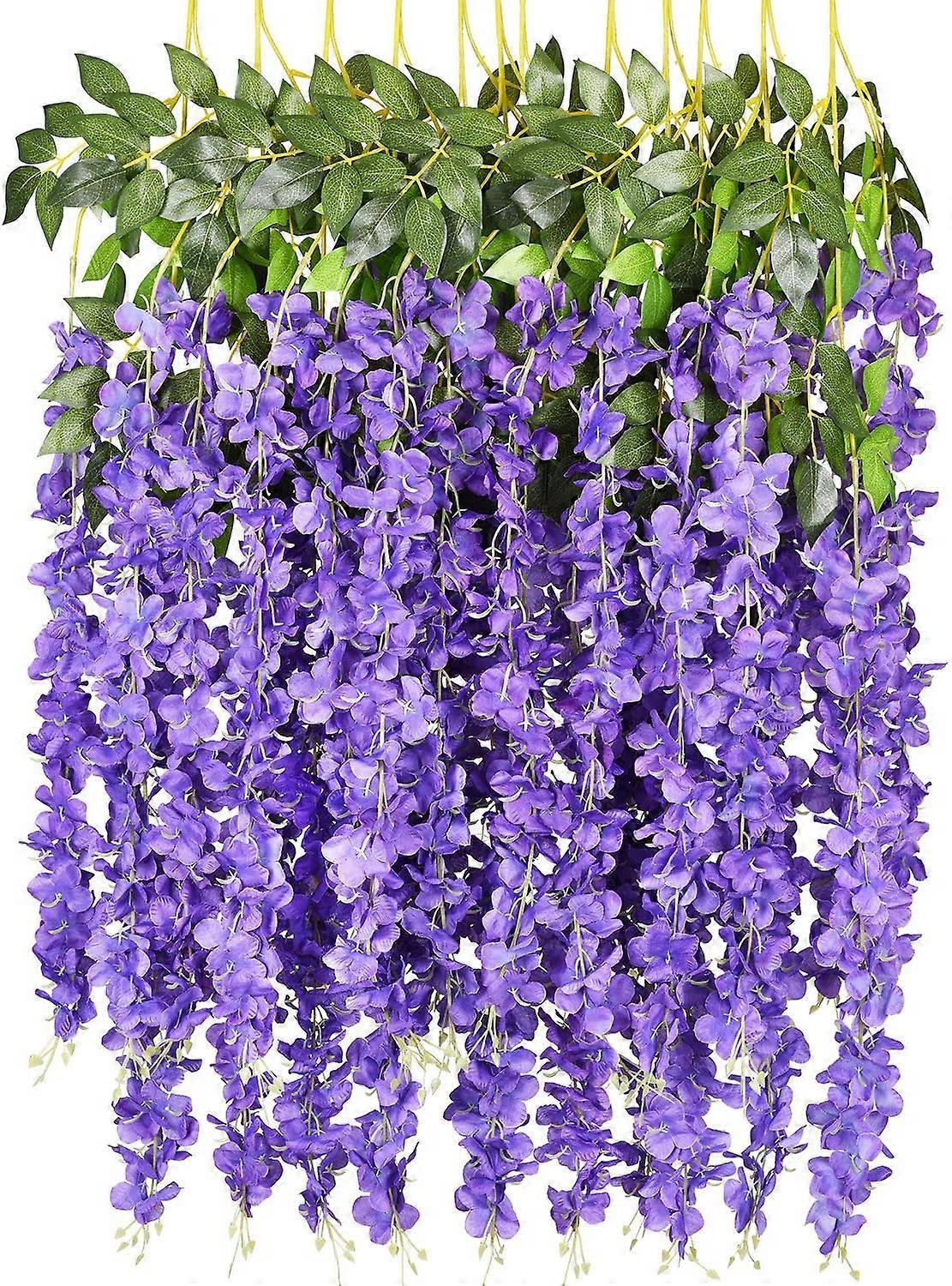 12pcs τεχνητό ψεύτικο αμπέλου Wisteria γιρλάντα-πράσινο 3.6Ft/κομμάτι μεταξιού Wisteria αμπέλου Ratta κρεμαστό λουλούδι για τον κήπο του σπιτιού διακόσμηση γάμου μωβ κόκκινο