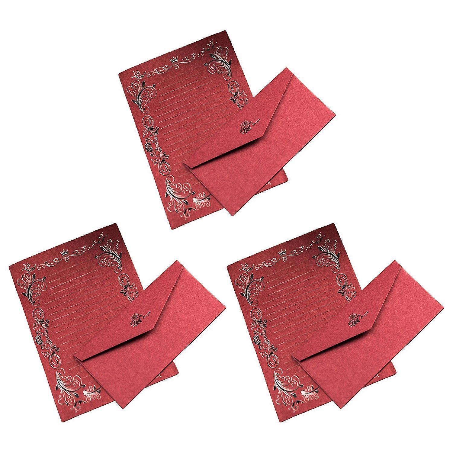 3Pcs Kraft Paper Envelopes with Clear Stripe Line Smooth Reliable Writing Vintage Style Invitations