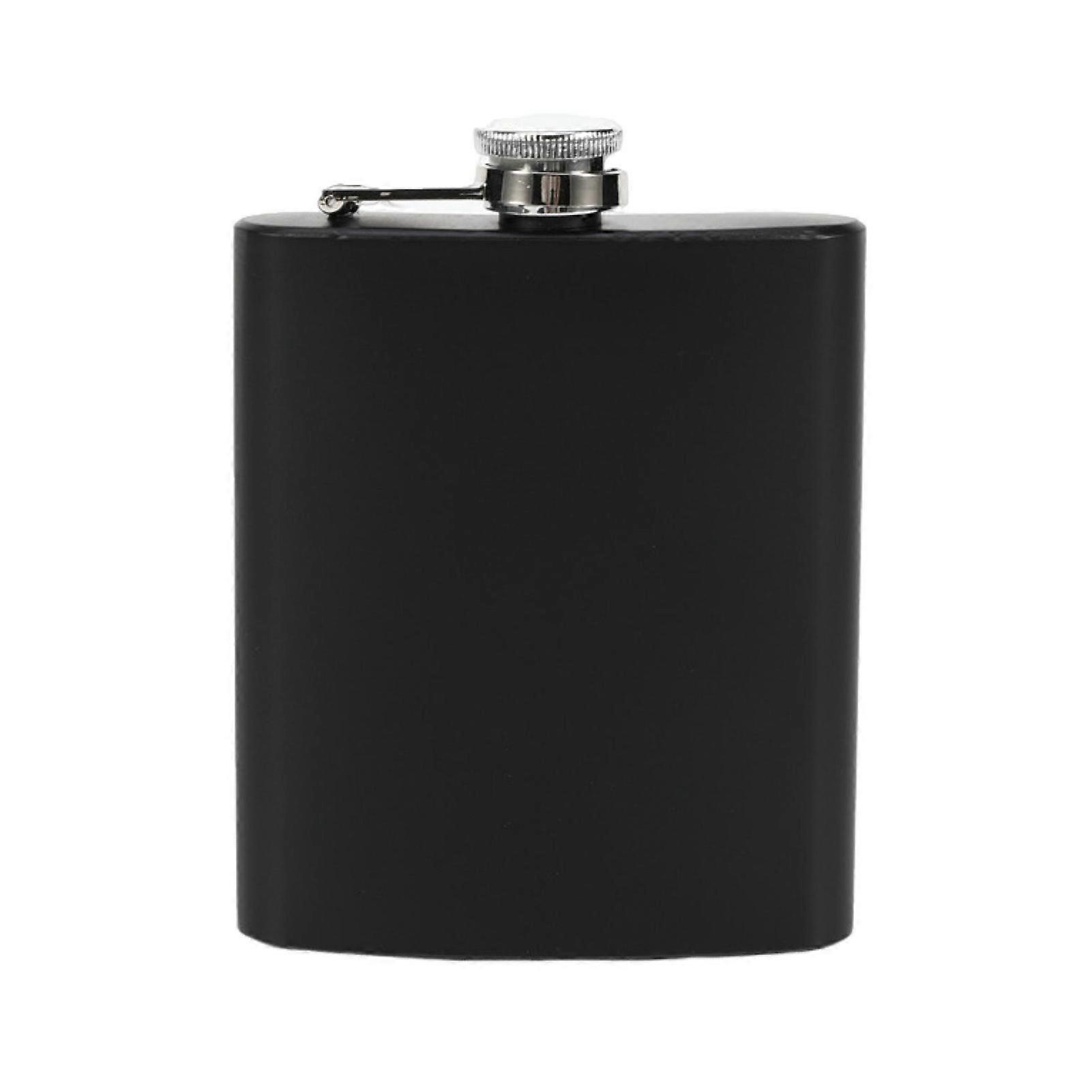 Wine Flask Stainless Steel Funnel And Cups 6-12Oz Pocket-Sized Wine Bottle with Never-Lose Metal Cap Portable Matte Black Drinking Flasks for Outdoor 