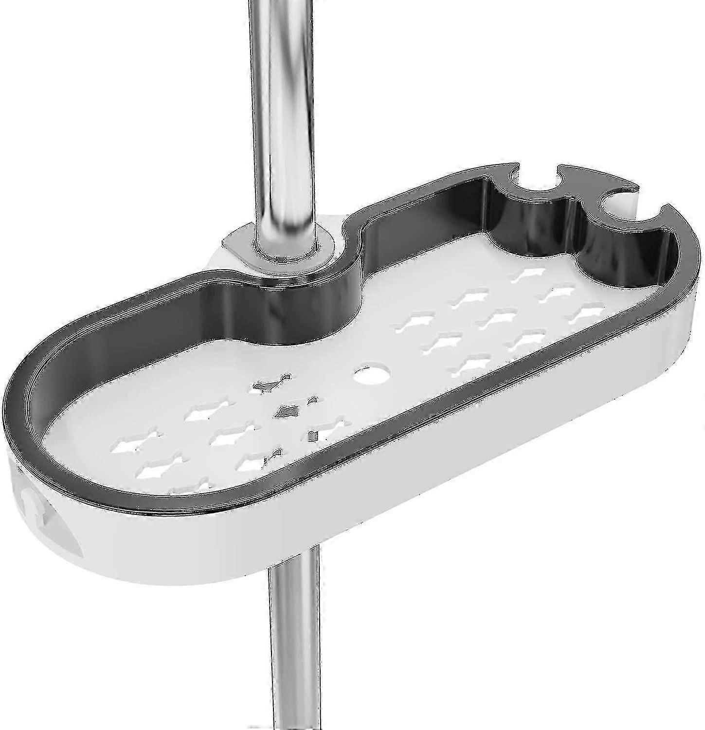 いいえ掘削シャワーシェルフ調節可能なシャワー石鹸ホルダー、シャワーレール用バックルとフック付き、フィット22、24、25mmレール