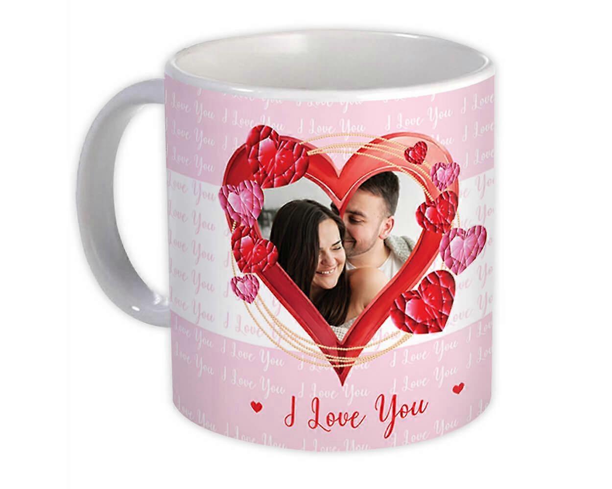 كوب الهدايا: صورة وجه شخصية وقلب عيد الحب