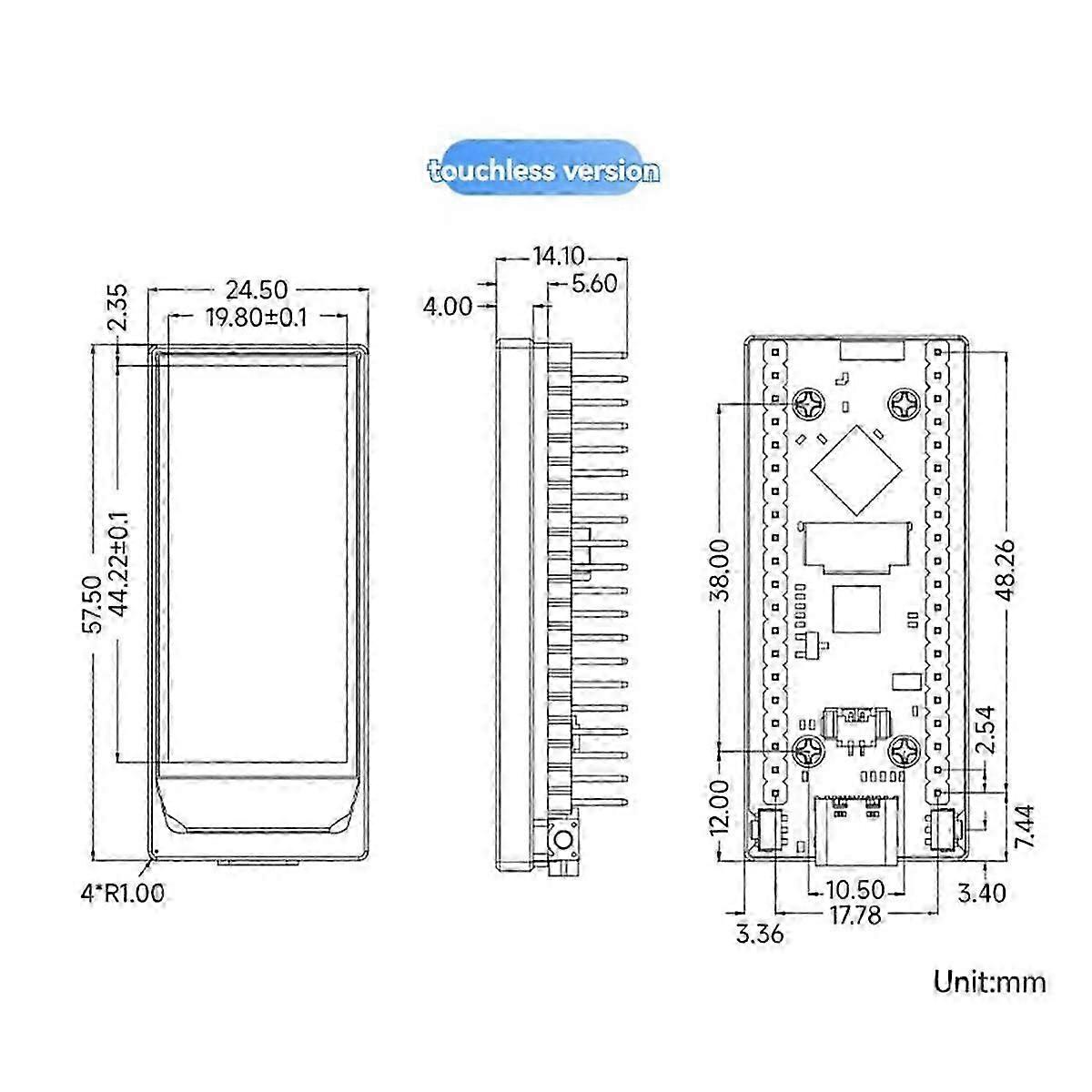 Esp32-s3 Amoled 1,91 Zoll Display Entwicklungsboard Dual-Core unterstützt 2,4 GHz Wi-Fi Bluetooth Entwicklung