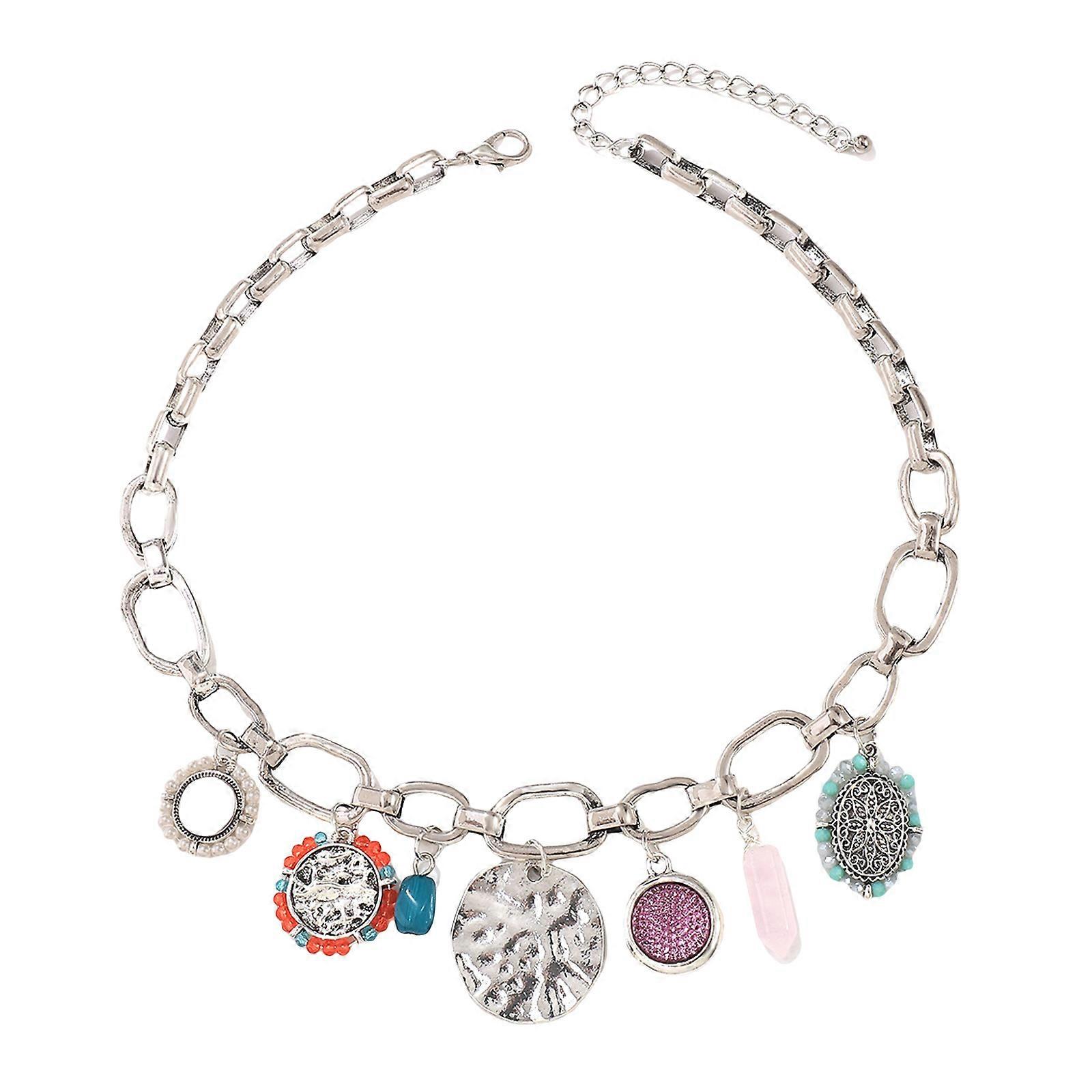 Women's Gold Charm Necklace With Paperclip Chain And Unique Charm Like Heart Boot And Seashells For Elegant Look white king