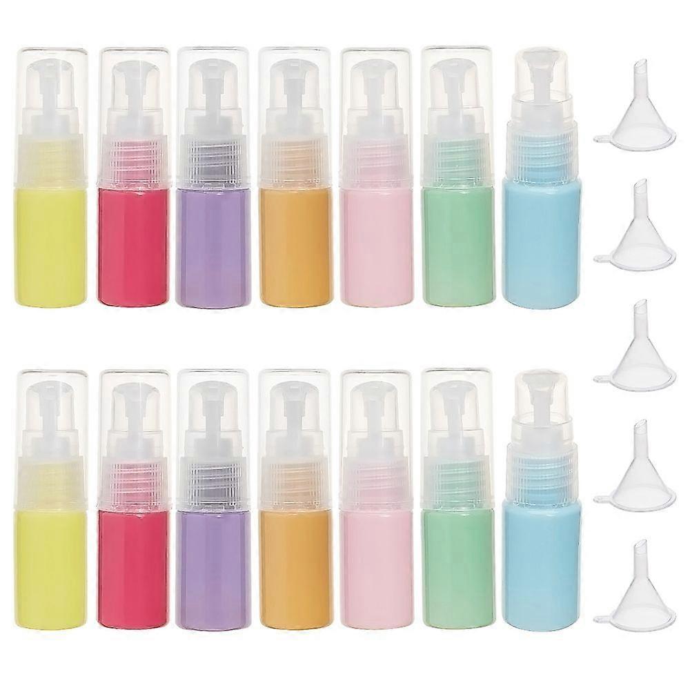 1Set DIY Cosmetics Storage Containers Kits with Portable Plastic Travel Lotion Bottles & Funnel Hopper Mixed Color 7.9x2.3cm Capacity: 10ml 14pcs/set