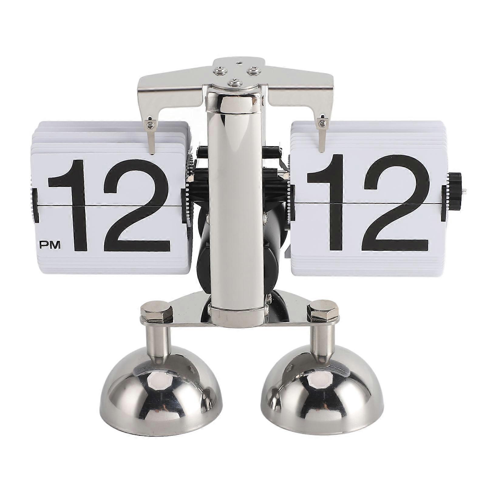 Retro Digital Flip Down Clock Flip Desk Clock Mechanical Battery Powered Home Office Decor 2 Legs 12 Hour White