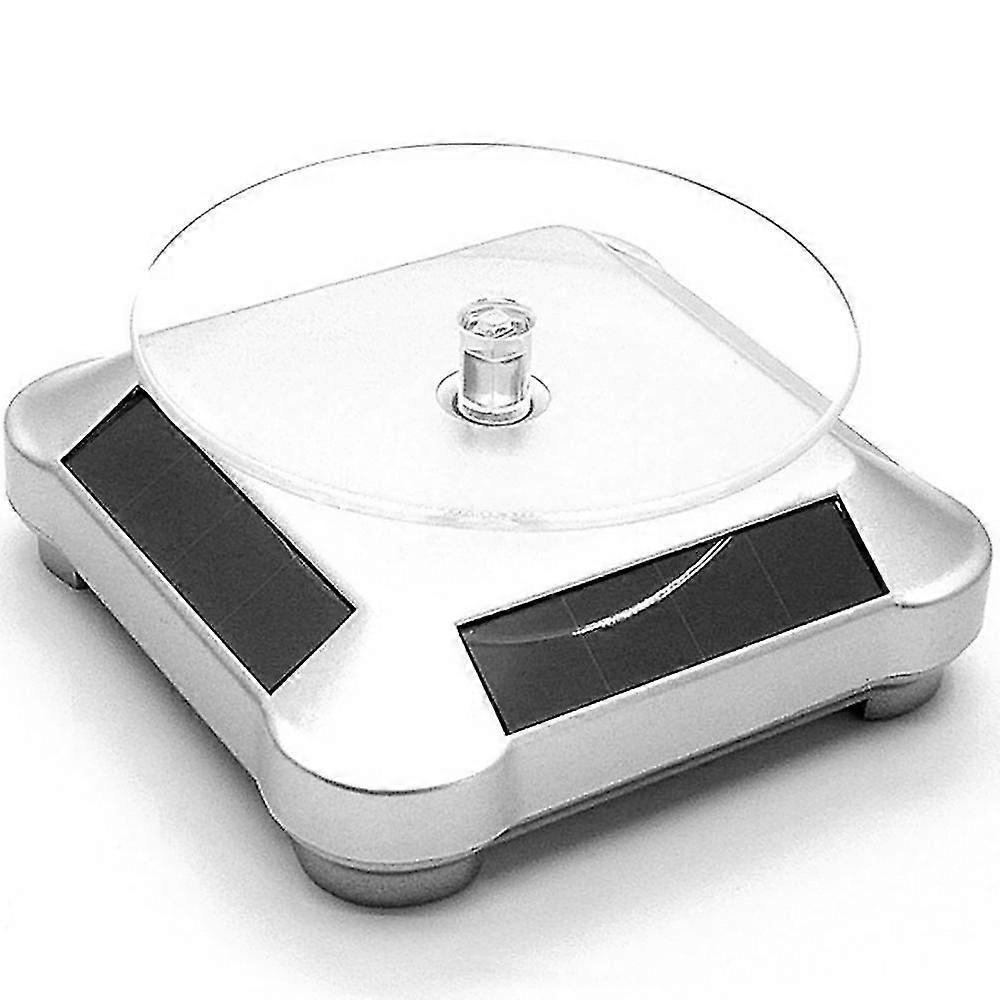 Solar Display Stand Turntable, Battery Double Used Rotating Display For Jewelry Spinner Watch Hobby Collection Shelf