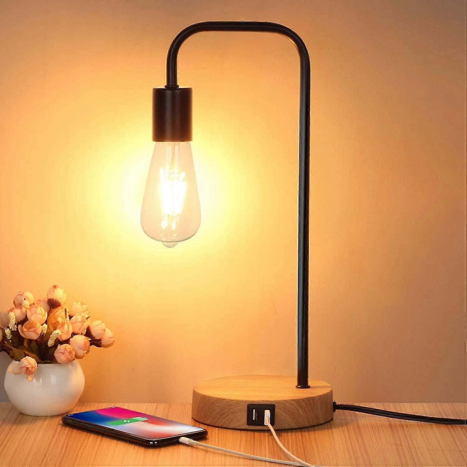 Touch Control Table Lamp, Usb Desk Lamp, 3 Way Dimmable Modern Nightstand Lamp With Two Usb Charging For Bedroom, Living Room, Office, Dimmable,0013