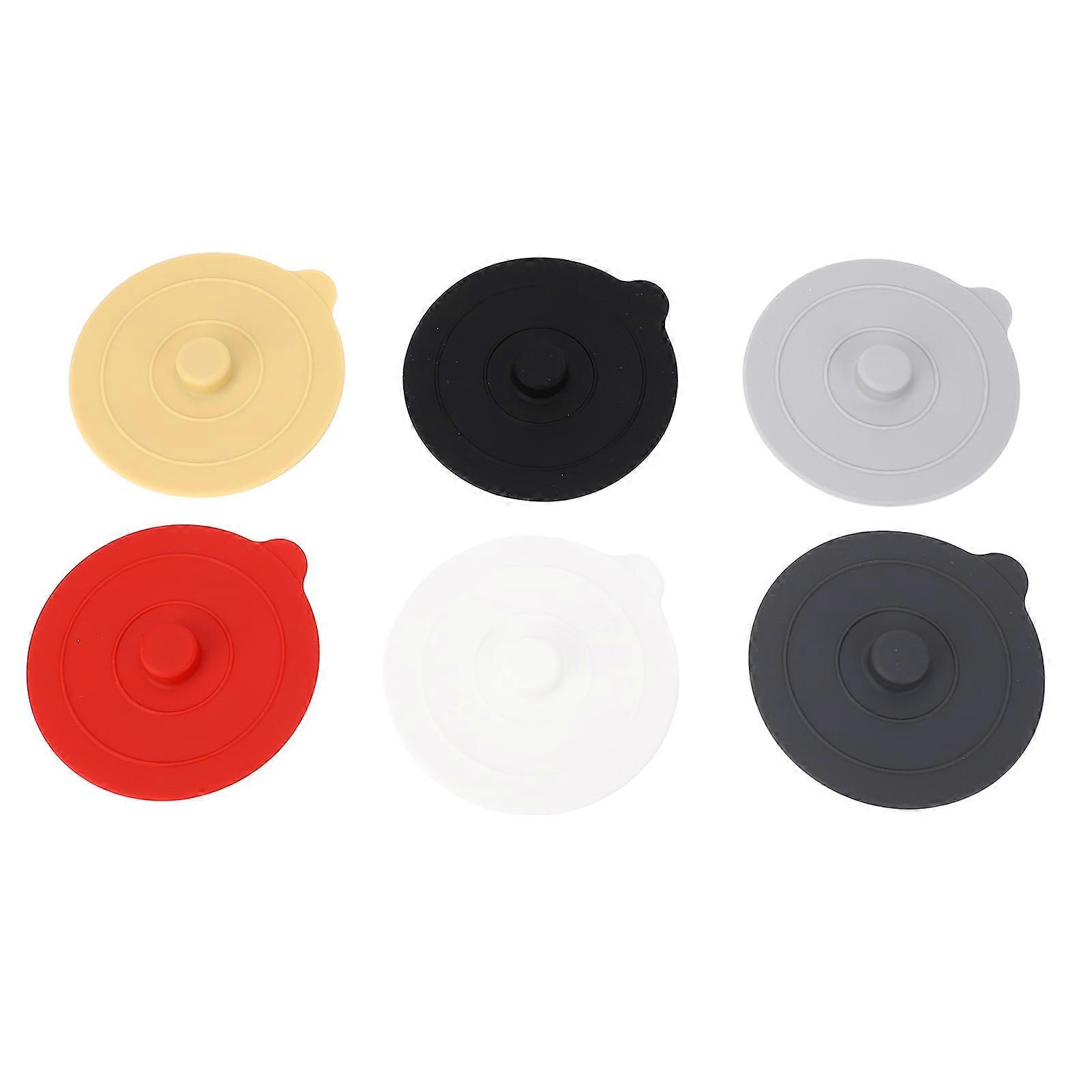 Lot de 6 couvercles de tasse universels ronds anti-poussière en silicone de 9,5 cm, rouge, jaune, noir, blanc, gris foncé, gris clair