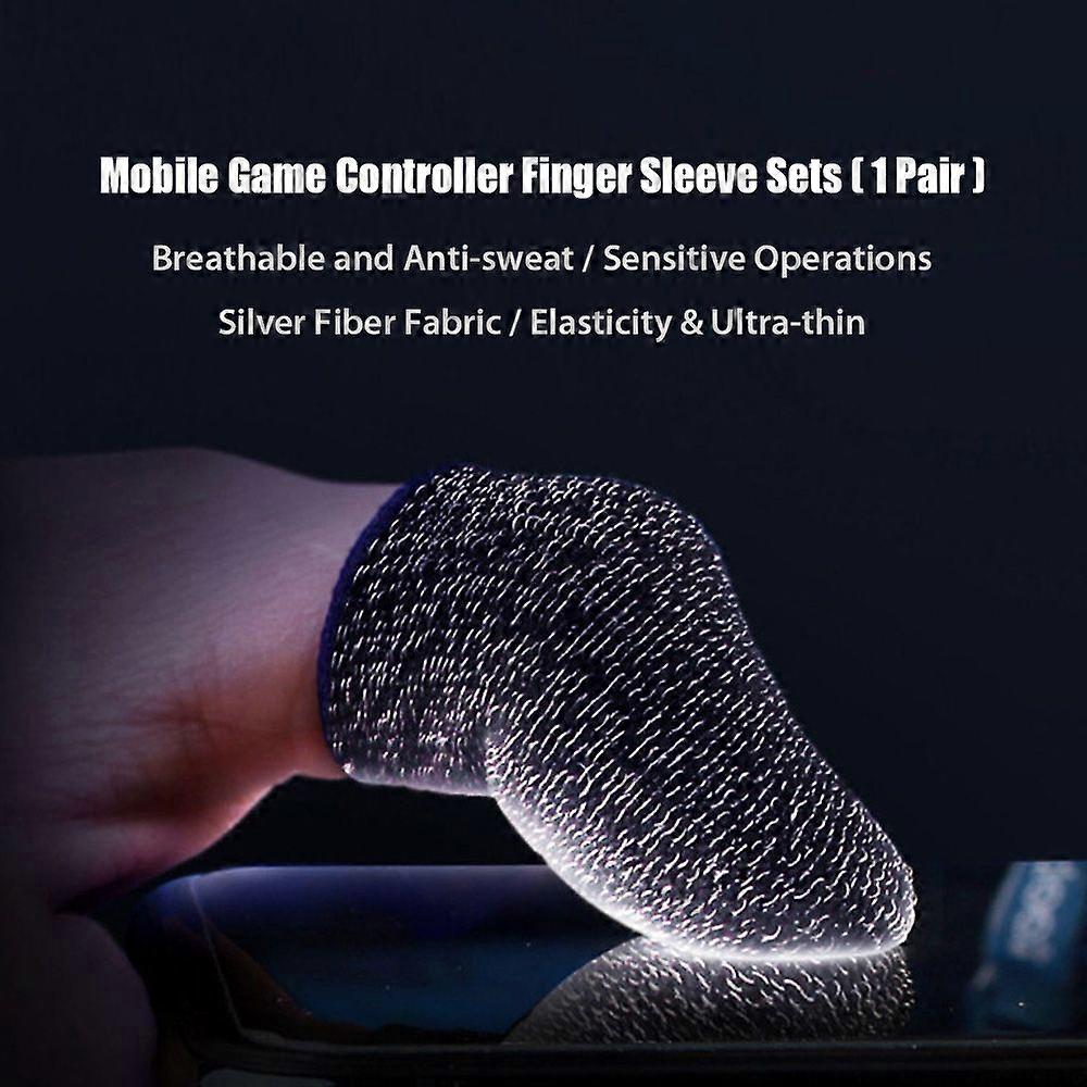 Mobile Game Controller Finger Sleeve Sets Anti-Sweat Breathable Full Touch Screen Sensitive Shoot Aim Joysticks Finger Set Silver Fiber Ultra-Thin Thu