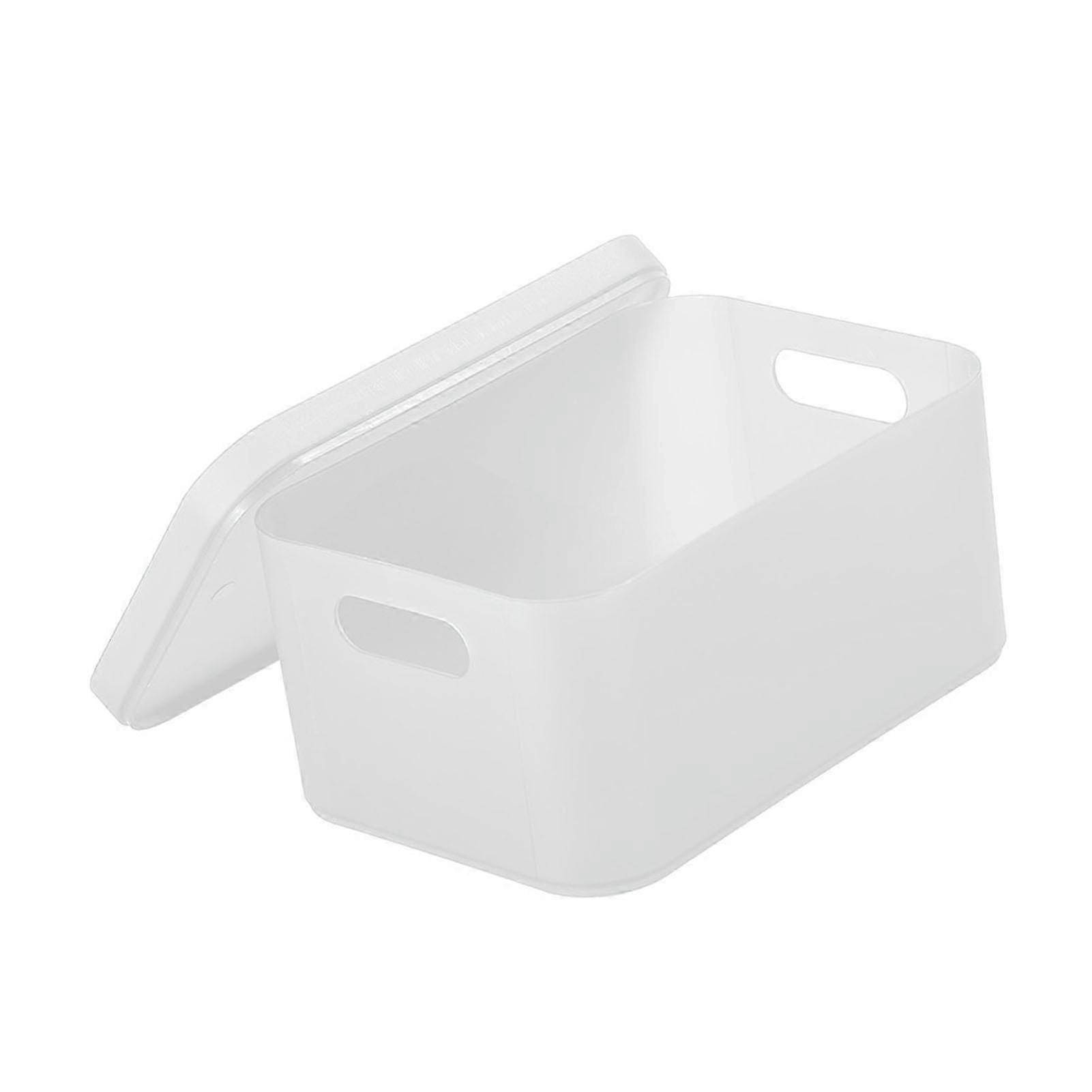 מארגן איפור קופסת אחסון פלסטיק עמיד לאבק מיכל עם מכסה למשרד ארגון ביתי שקוף חלבי f74