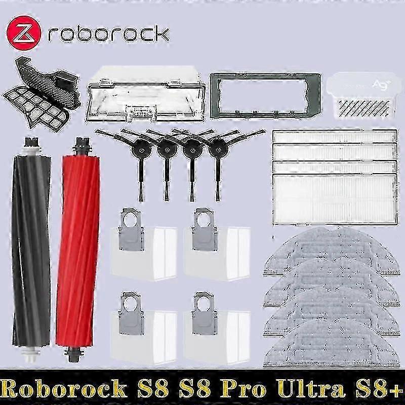 Roborock S8 S8 Pro Ultra S8+ Ρομπότ Ανταλλακτικά κενού Κύριες πλευρικές βούρτσες Πανιά σφουγγαρίστρας Φίλτρα Hepa Σακούλες σκόνης Αξεσουάρ Μπόρις