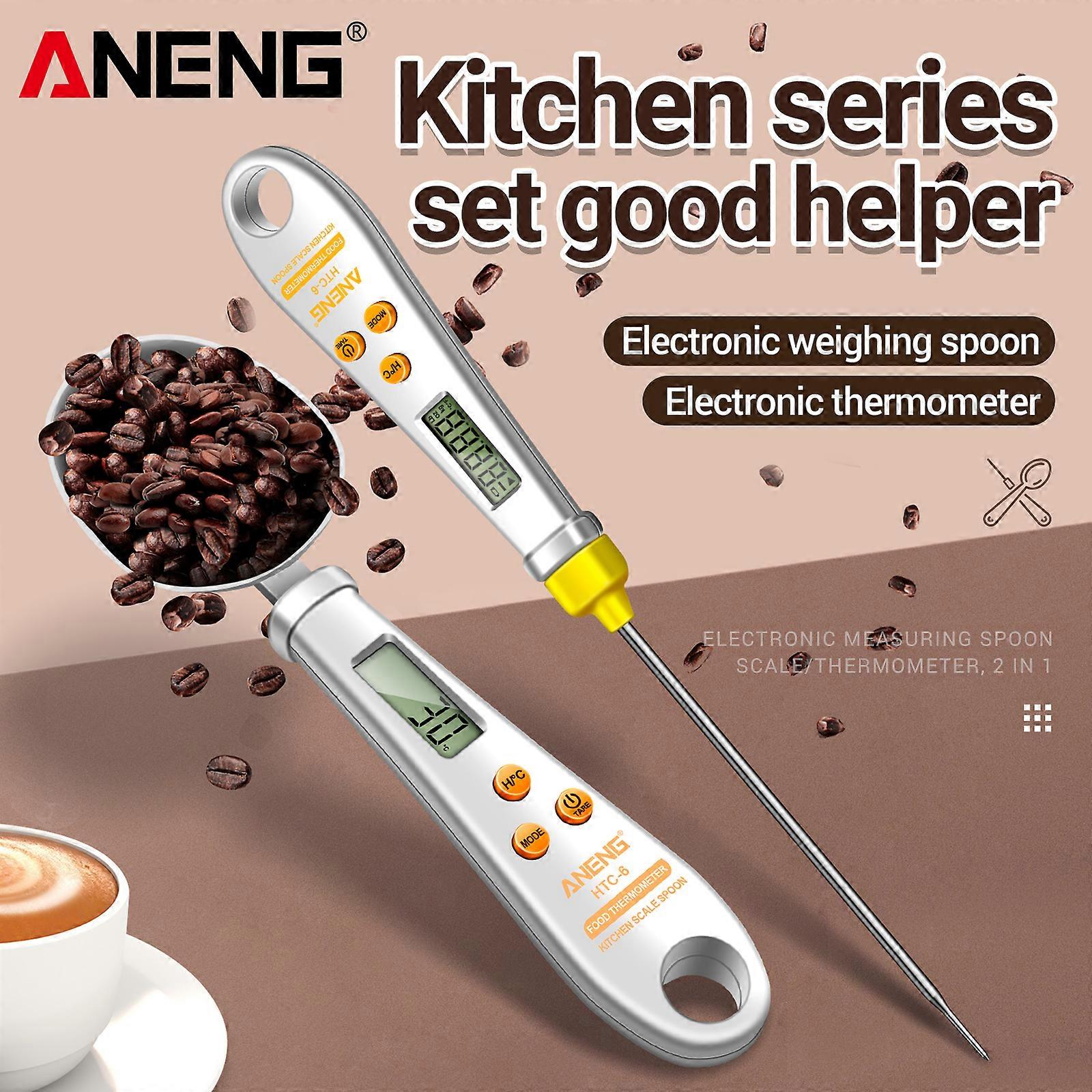 ANENG HTC-6 Multifunctional Digital Display 2-in-1 Electronic Scale Measuring Spoon Weighing Gram Meter Measuring Spoon Scale Kitchen Thermometer