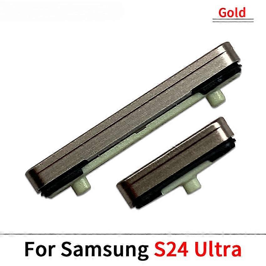 Side Volume Buttons Power On/Off Button for Samsung S24Ultra Replacement Side Keys Accessories (Gold)