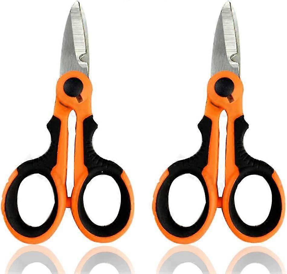 2pcs Precision Benchtop Scissors, Electrician's Scissors, Multifunctional Electrician's Scissors, For Aluminum, Copper Flexible Cables, Fishing Access