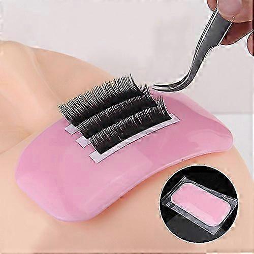 2PCS Silicone Eyelash Holder Pad for Eyelash Extensions, 4.3'' x 2.2'' Lash Stands Forehead Glue Pallet (Pink)