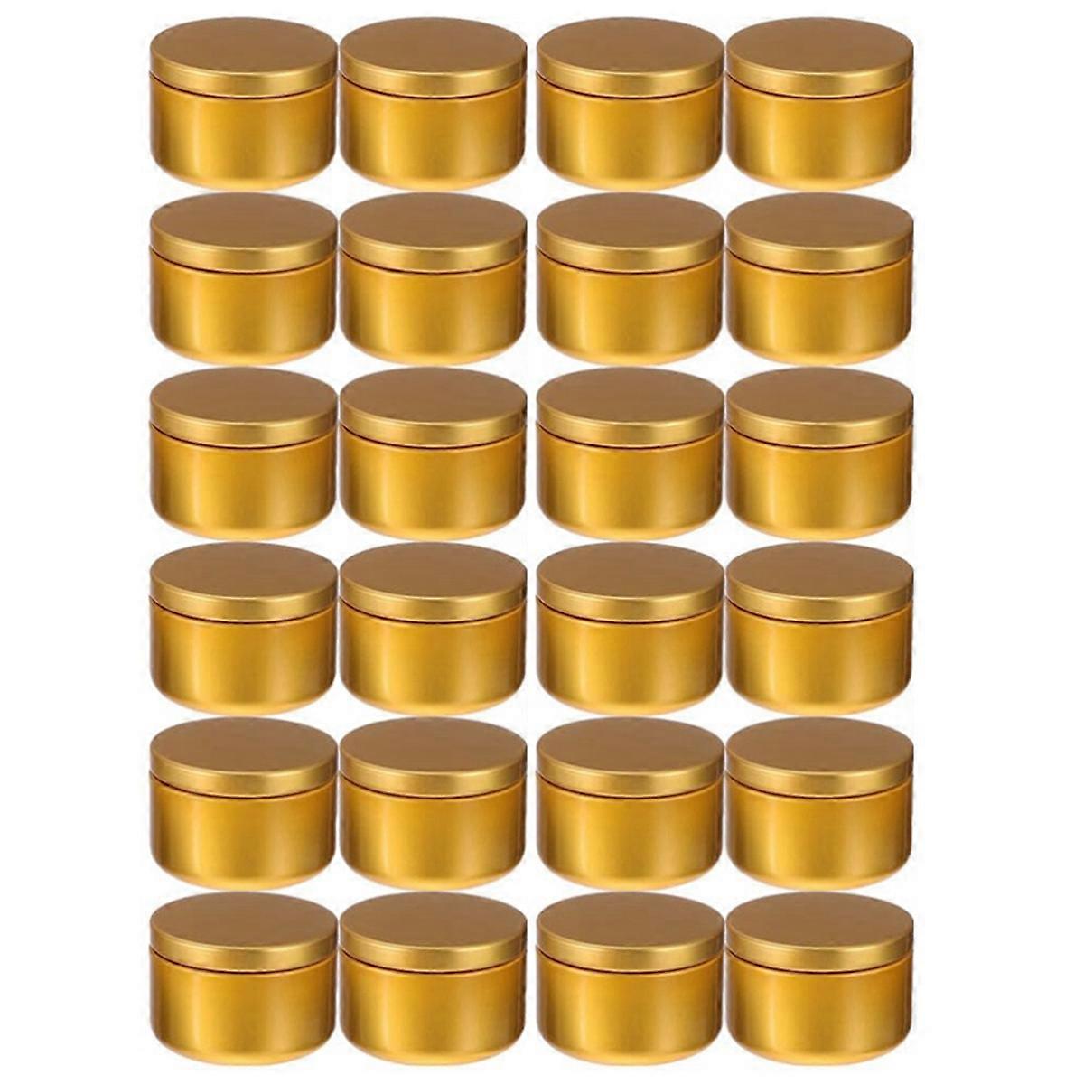 24 Pcs Candle Jar Decorative Labels Empty Storage Tins Candle Tin Can Candlestick Holders Round Tin Containers, B