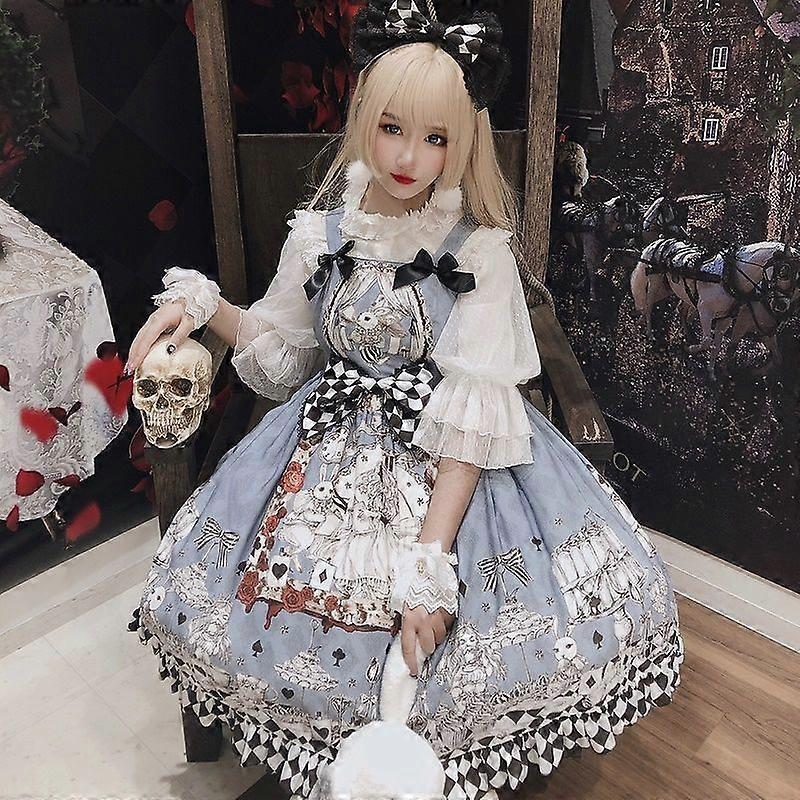 Japanese Gothic Lolita Dress Girls Vintage Dark Funeral Dress