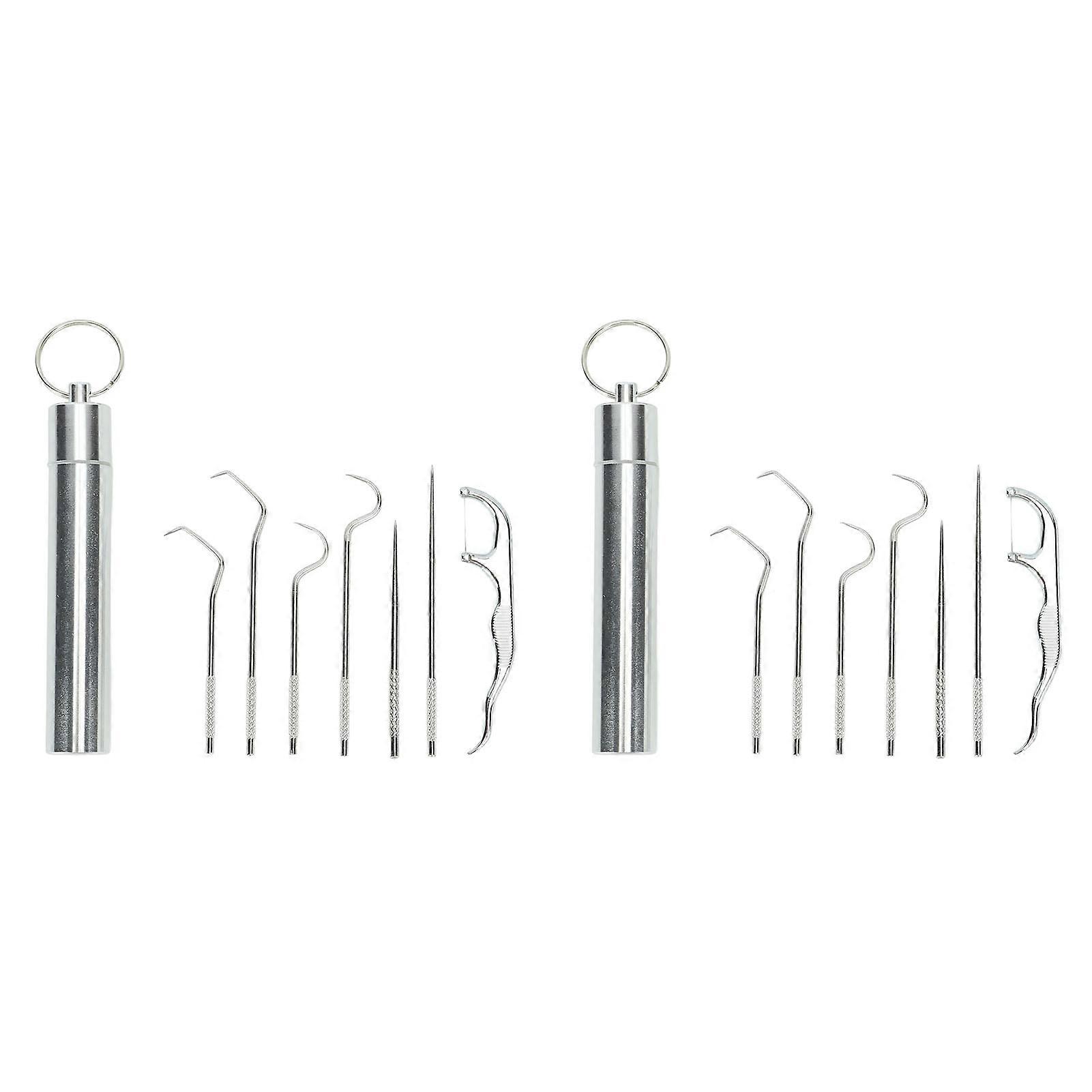 Eco-Friendly Stainless Steel Tooth Cleaning Kit, Titanium Alloy Portable Toothpicks, Non-Slip Grip For Enhanced User Experience, Reusable Tools For