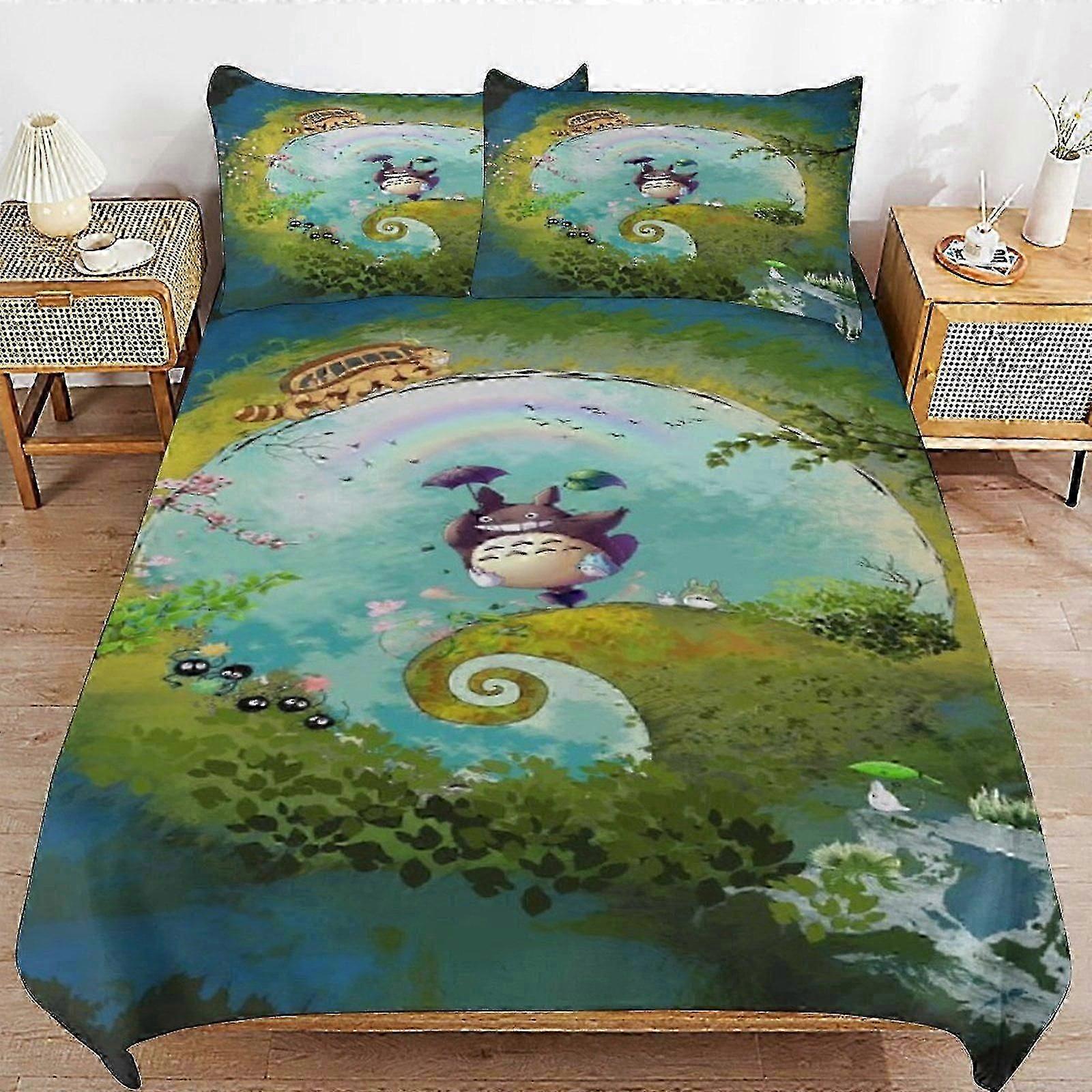 o2903 ملاءات سرير جاري توتورو غطاء لحاف من ستوكات الفراش Se3D مطبوعة خفيفة الوزن 3 قطع لحاف Se ، (1 غطاء لحاف و 2 غطاء وسادة