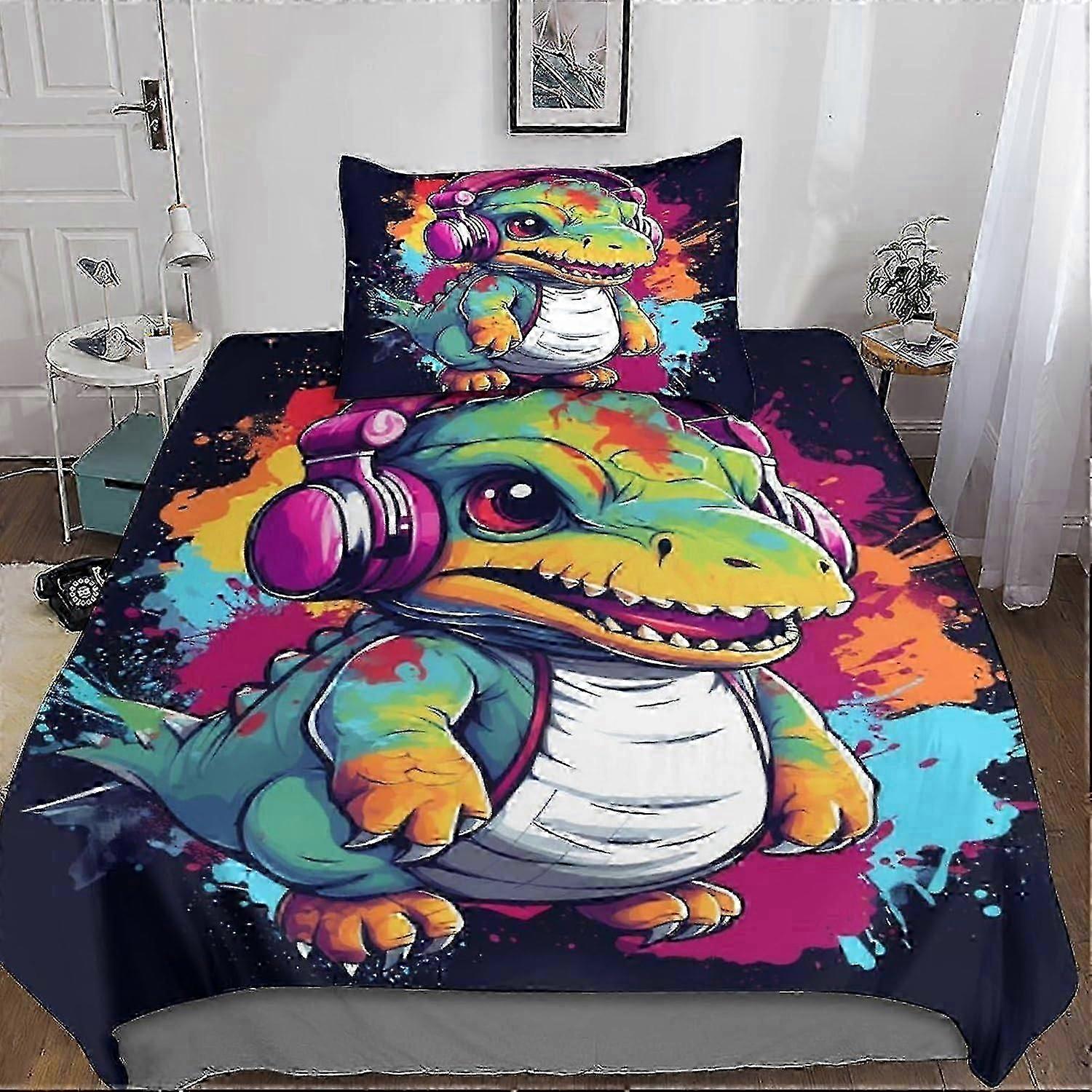 Conjunto de Cama de Microfibra com Capa de Edredom de Dragão Musical J306, Capa de Edredom de Arte com Impressão 3D, com Fecho de Zíper, Capa de Colcha Macia para