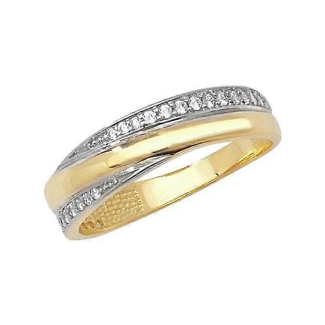Bague en zircone pour dames en or jaune 9 carats RN776