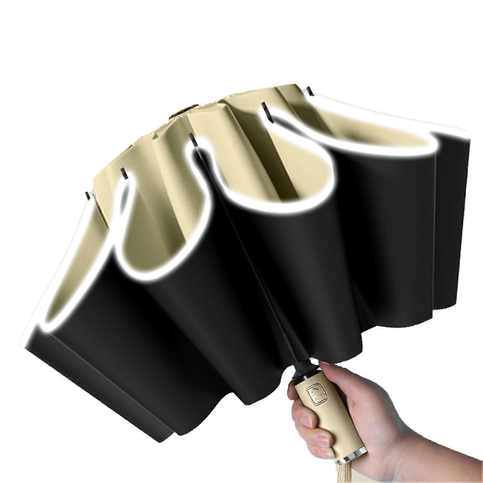 Automatic Reverse Large One Key Control with Reflective Strip Folding Umbrella for Sunny Or Rainy Day